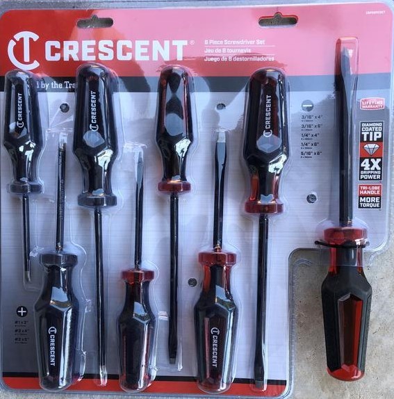 Crescent 8 Pc. Phillips/Slotted Co-Molded Diamond Tip Screwdriver Set – CGPS8PCS