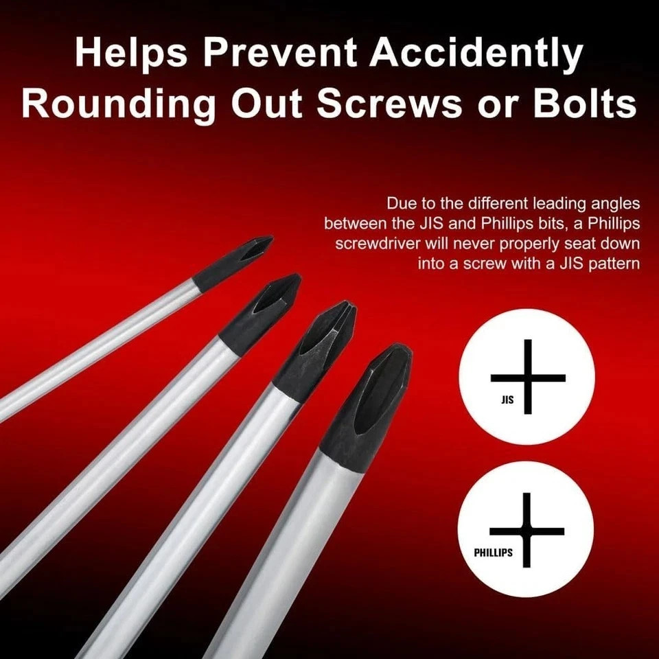 TUSK 4-Piece JIS Screwdriver Set #0 #1 #2 #3 Magnetic Tip Ergonomic