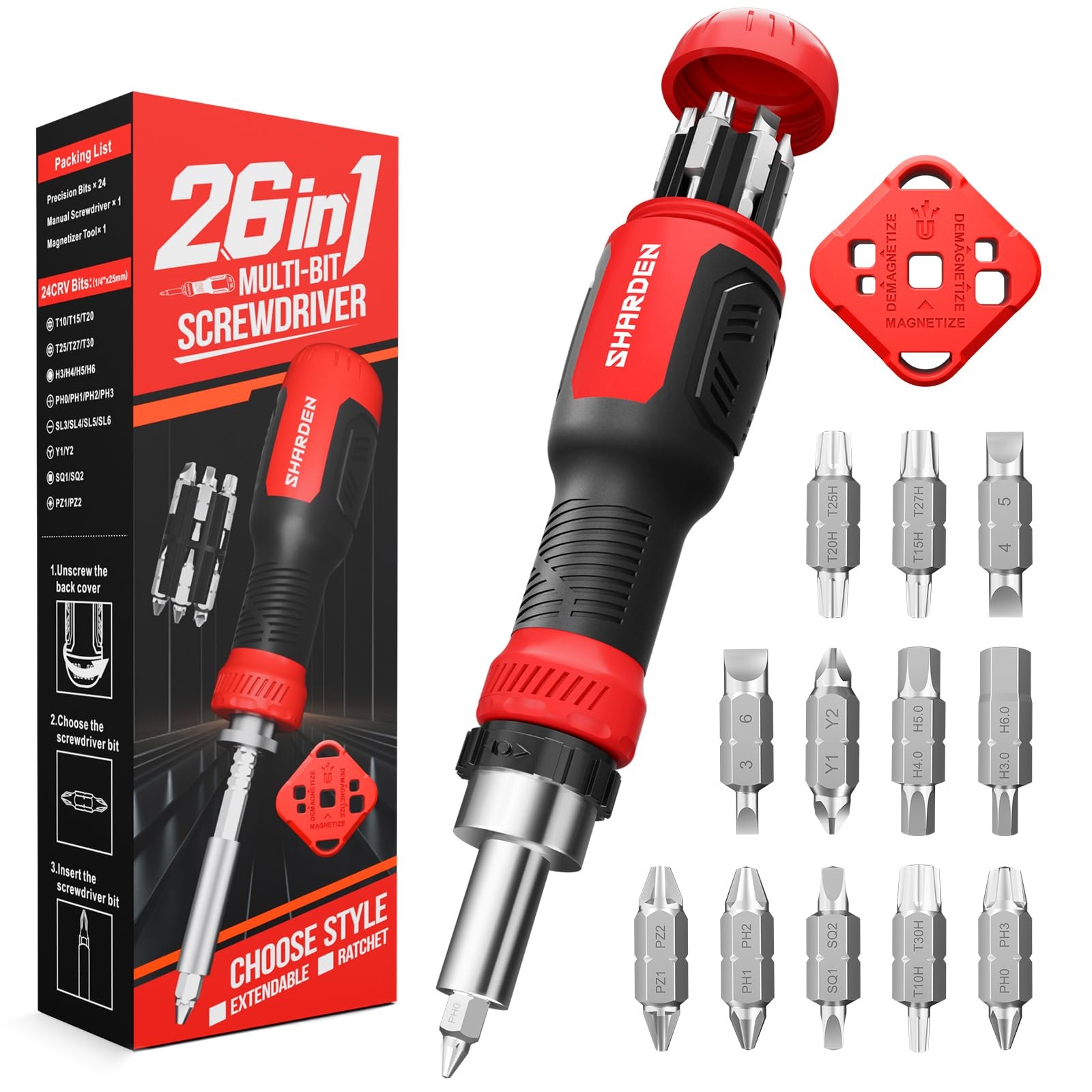 26-in-1 Ratcheting Screwdriver Set Multi Ratchet Screwdriver Multi Screwdrive…
