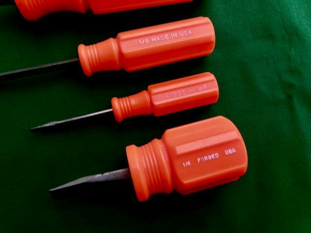 VINTAGE CRAFTSMAN ( LOT OF 7 ) ORANGE NEON HANDLE SLOTTED SCREWDRIVERS