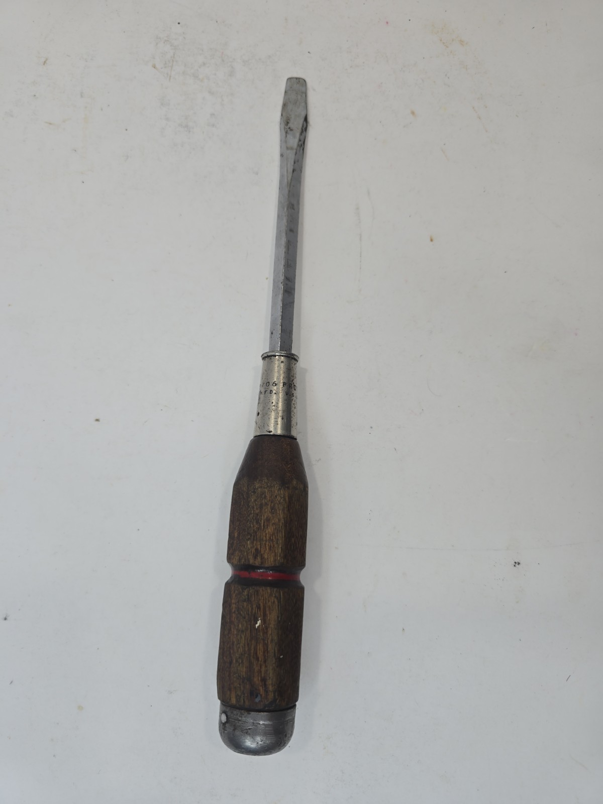 RARE Vintage Proto 12″ Flathead Screwdriver 9706 USA Wood Handle Tools