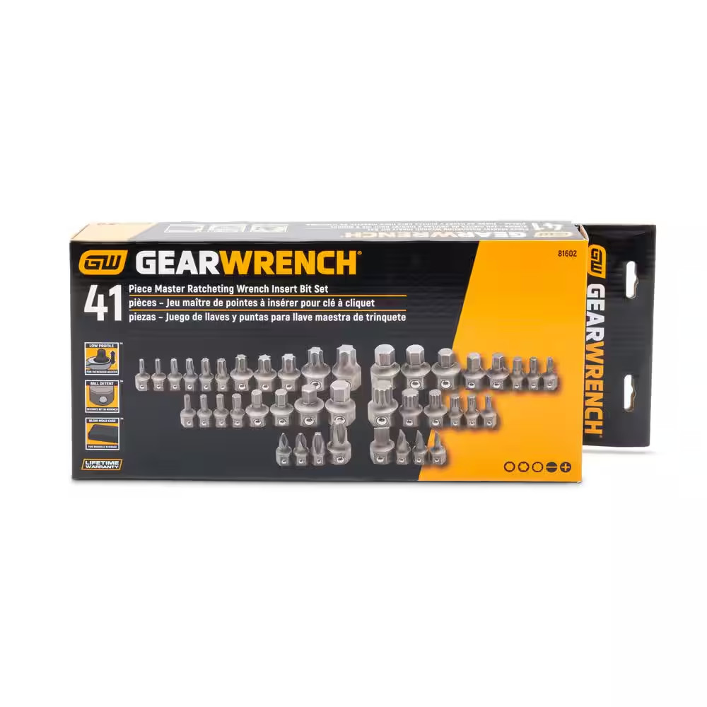 Low Profile Phillips, Slotted, Torx, Hex, and Triple Square Insert Bit Set for W