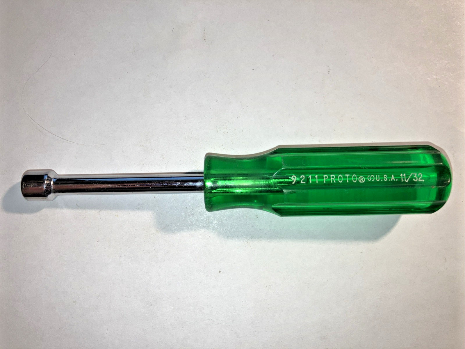 Proto Tools 9211 11/32″ Nut Driver 6 Point Green Handle USA Vintage