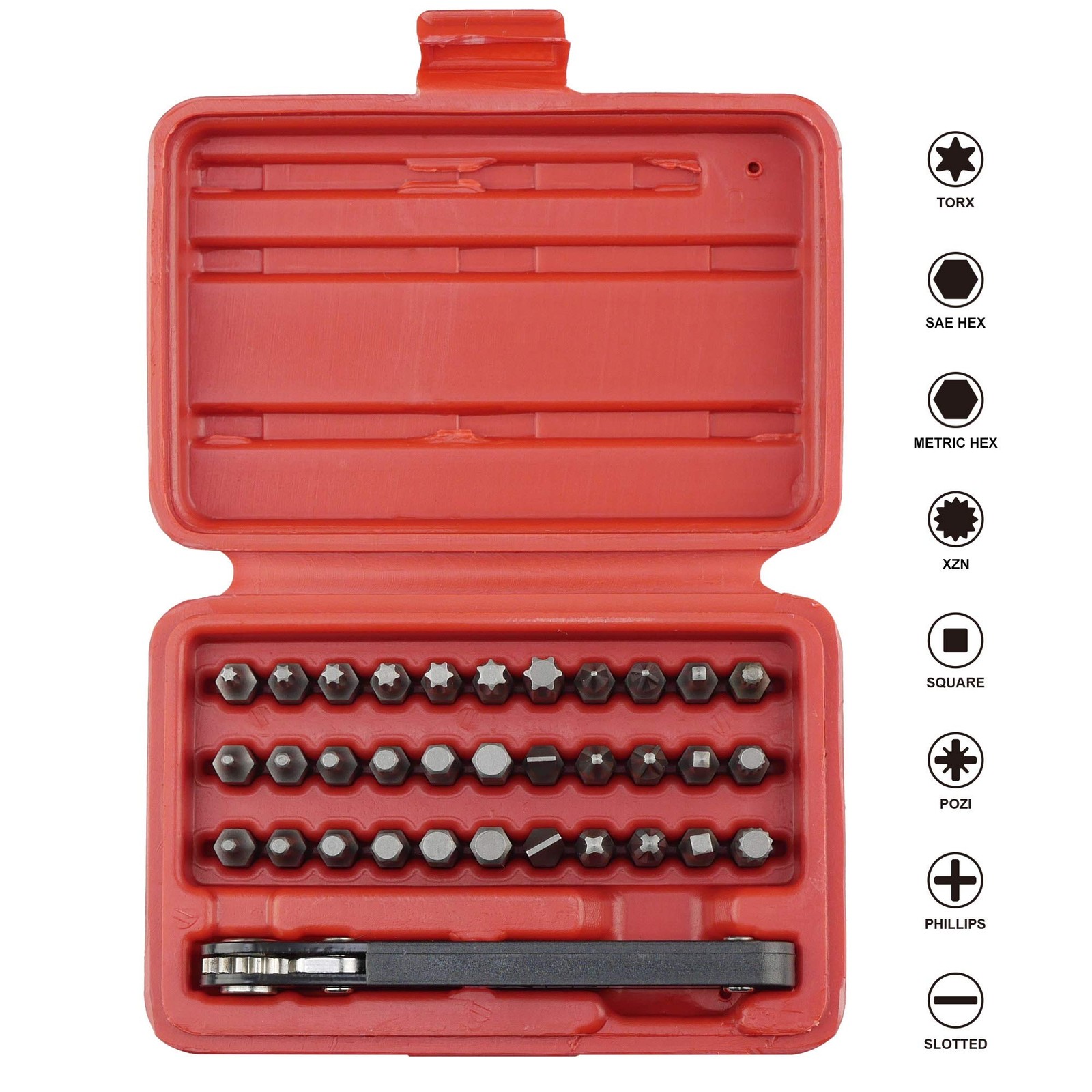 KAIFNT K402 Screwdriver Bit Set with Mini Ratchet General Purpose, Black