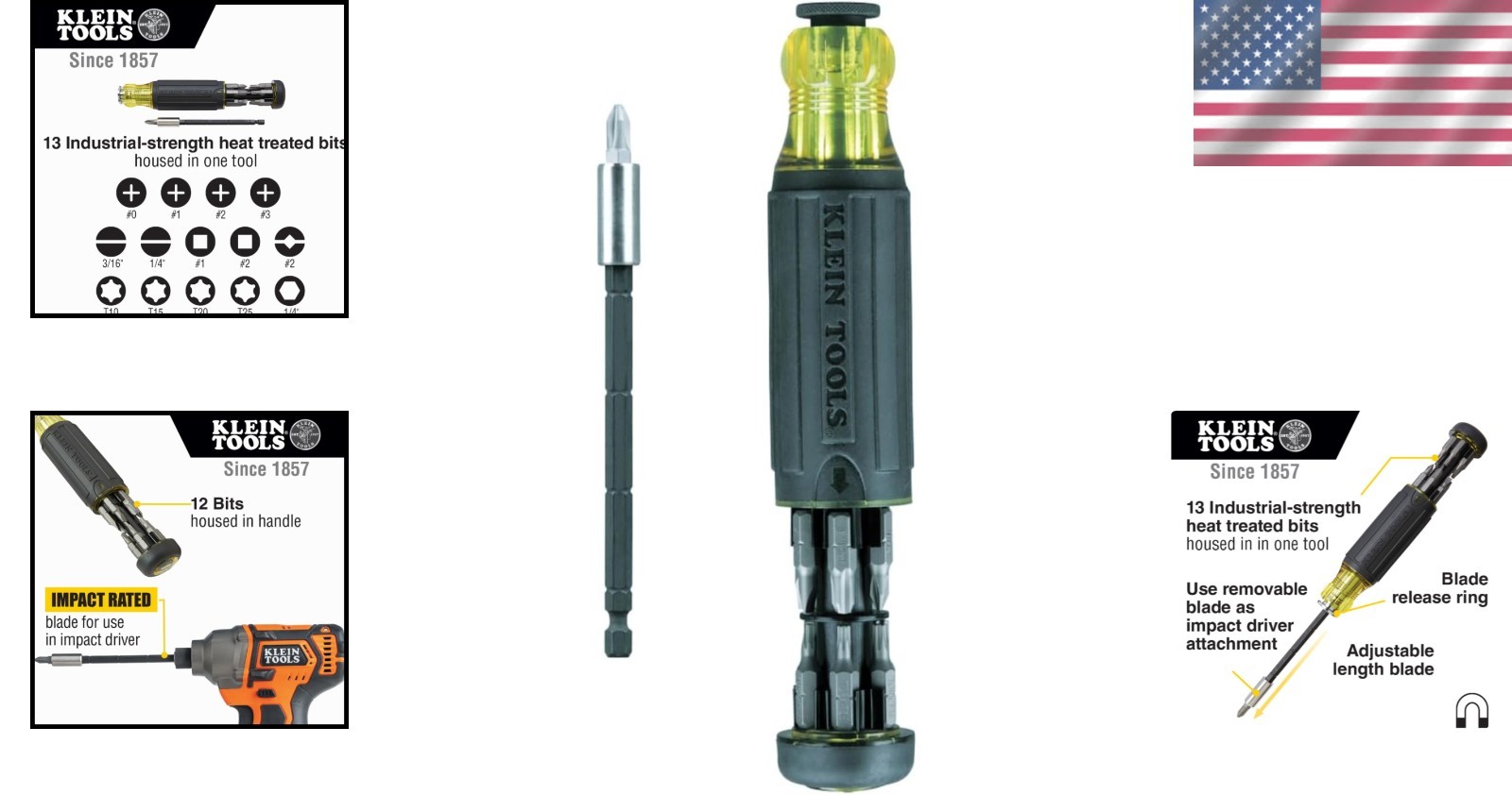 14-in-1 Adjustable Multi-Bit Screwdriver & Nut Driver with Impact Rating