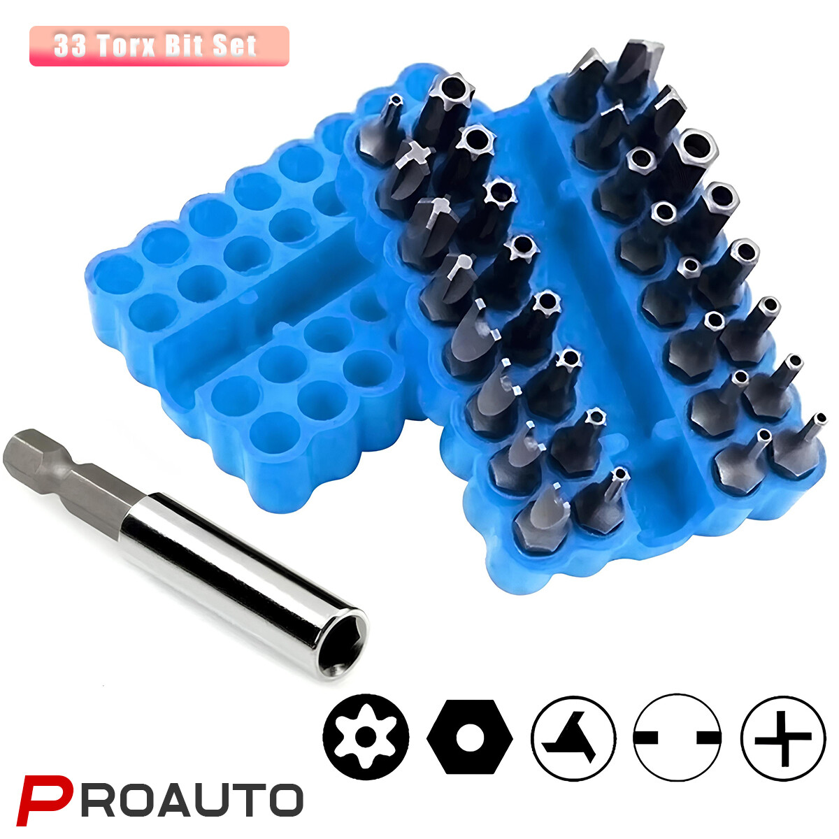 33pcs Screwdriver Bit Set Hex Head Drill Bit Set with 1/4″ Extension Bit Holder
