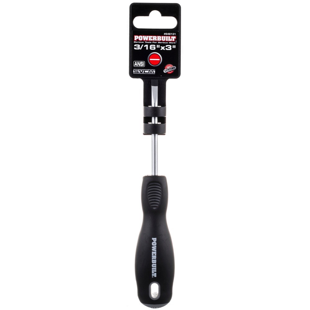 Powerbuilt 3/16″X3″ SLOTTED SCREWDRIVER (INJ HNDL) – 646131