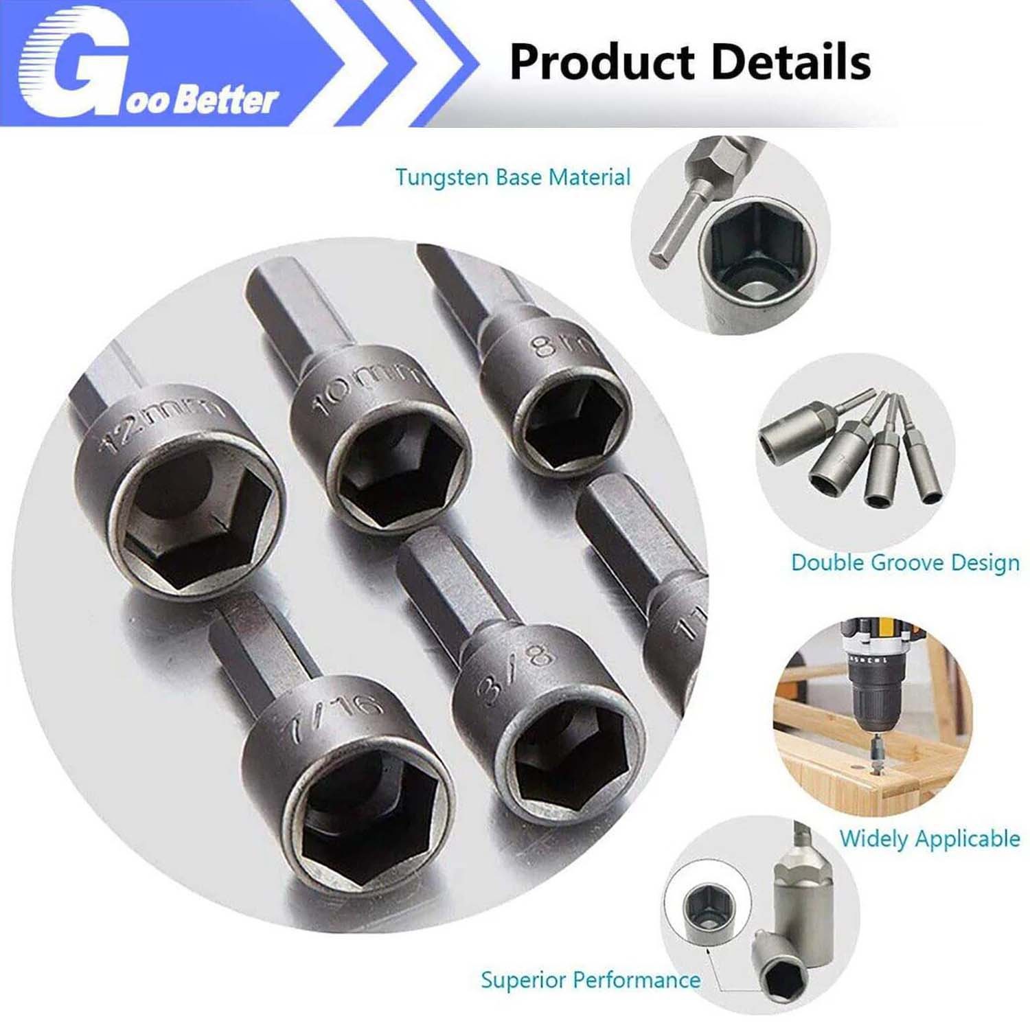 10pcs Inch Hex Allen Bit Key Sockets Sleeve Nut Driver Screwdriver Nonmagnetic