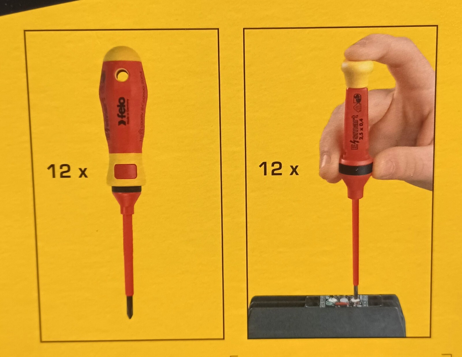 Felo 14pc E Smart Insulated Screwdriver Set Phillips Slot Torx Pozi 1000V AC