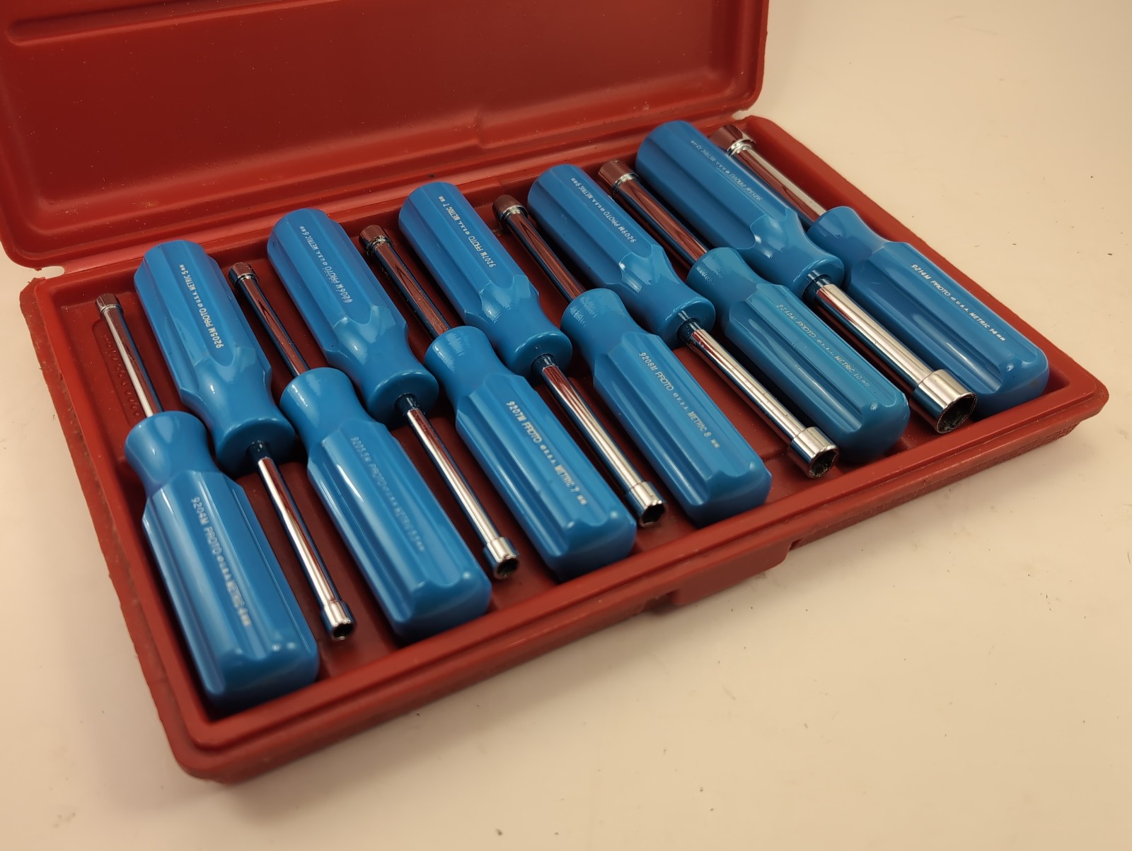 PROTO 11pc Solid Round Shank Nut Driver Set w/Case 4mm-14mm