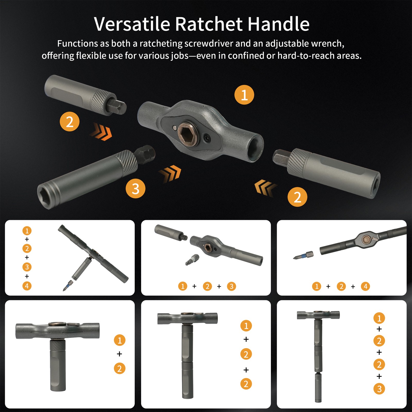 42PCS T-Shaped Ratchet Screwdriver Kit with Detachable Handle Tool Storage Case