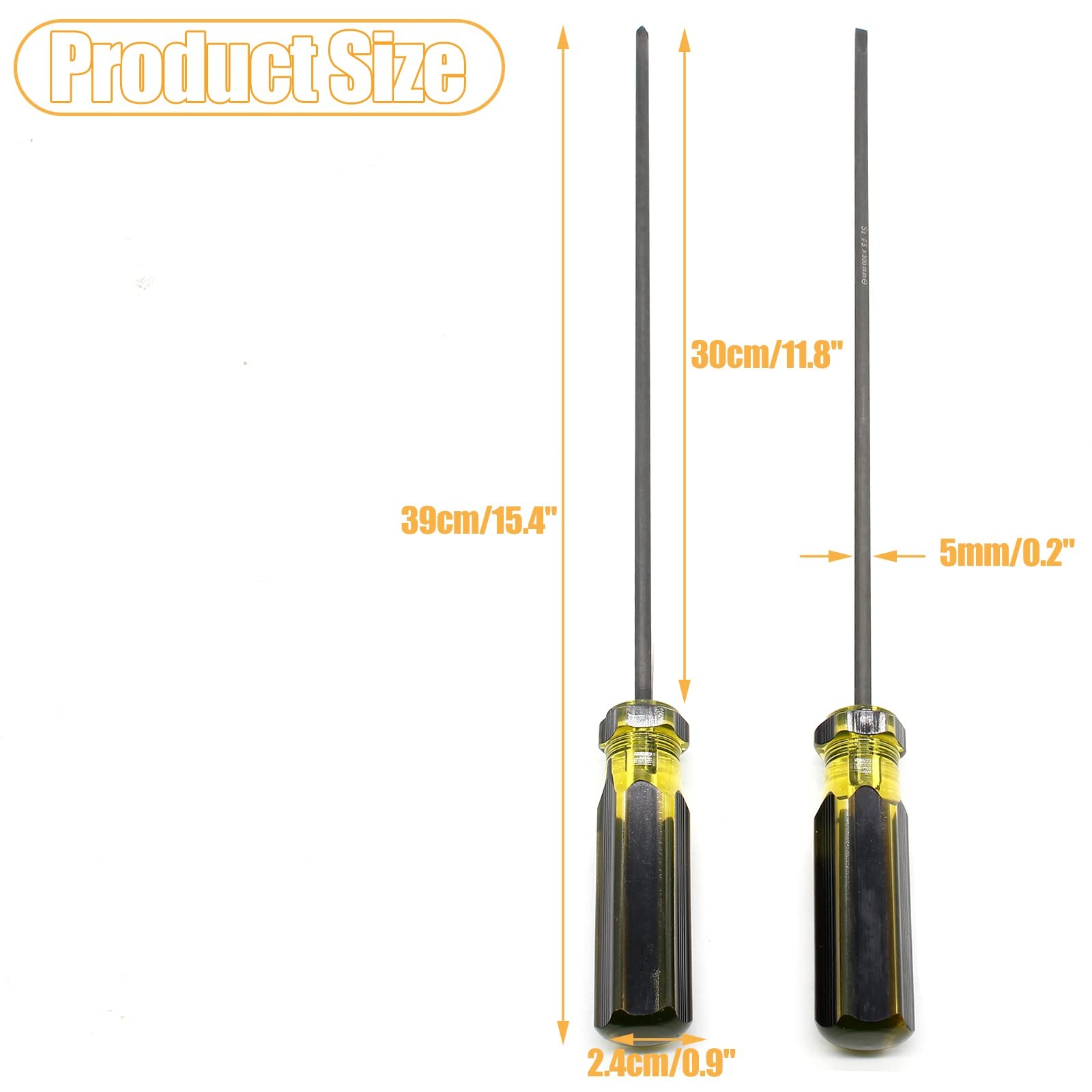 Long Screwdriver Set, 39cm / 15.4 Inches Phillips Screwdriver and Slotted Scr…