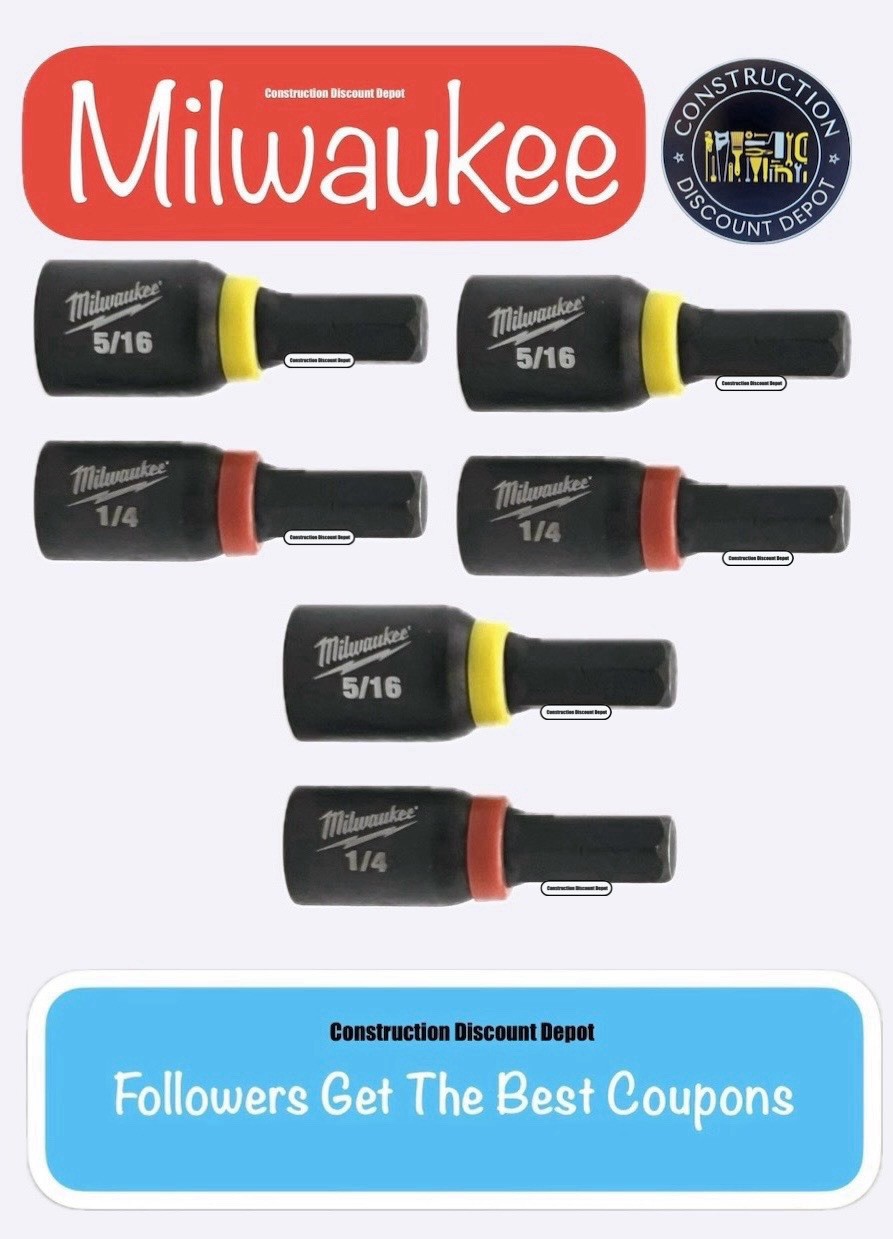 6 Pack Milwaukee SHOCKWAVE Impact Duty Insert Magnetic Nut Driver Set 1/4″ 5/16″