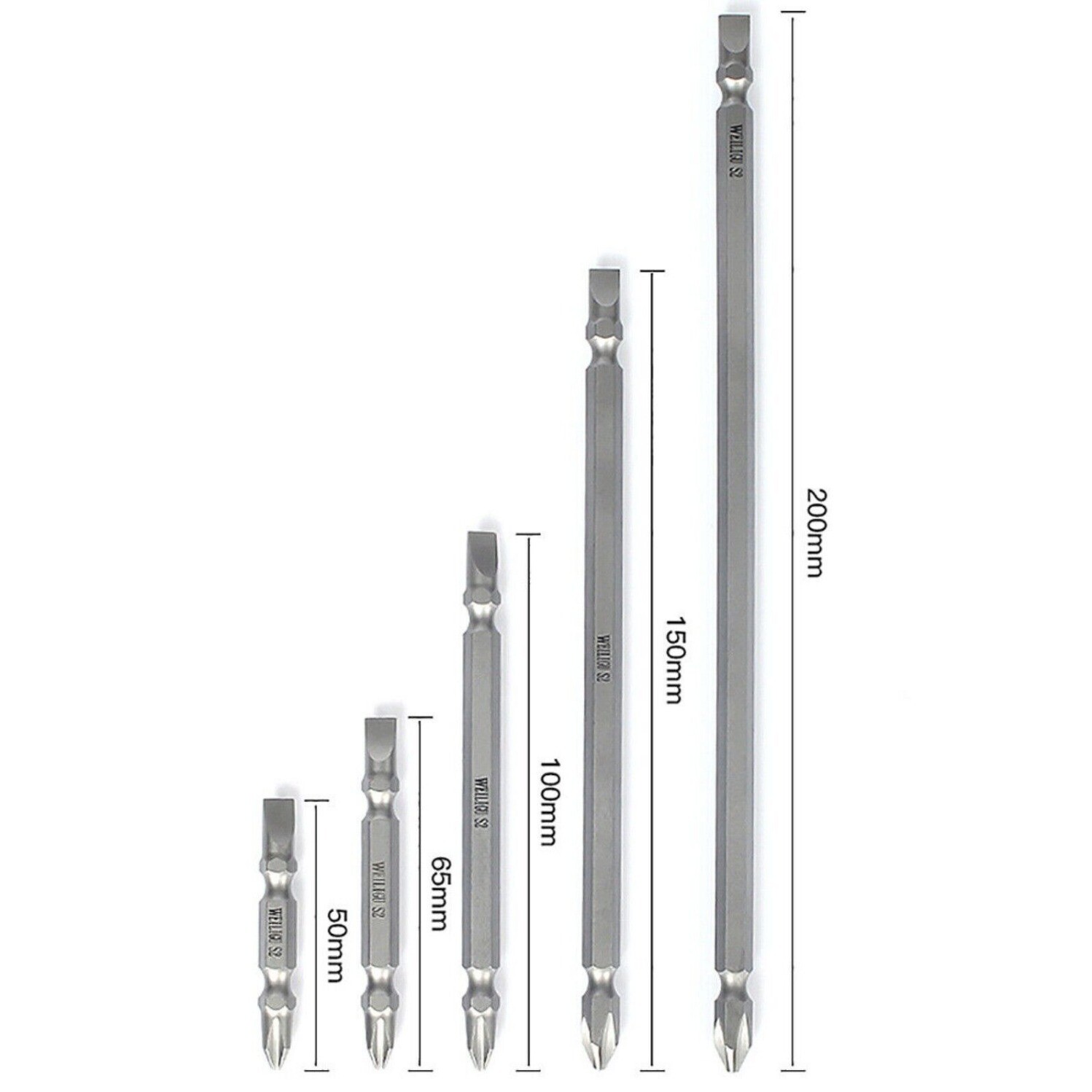 PH2 Magnetic Hex Shank Phillips Slotted Double End Bit Screwdriver Bits 6mm Tip