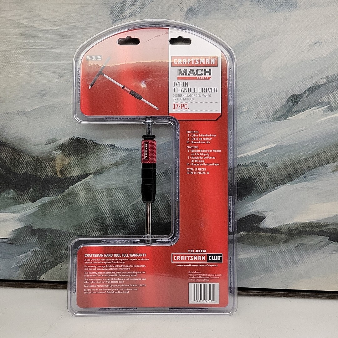 CRAFTSMAN MACH 948025 17 Pieces 1/4″ T-Handle Driver and Bit Set