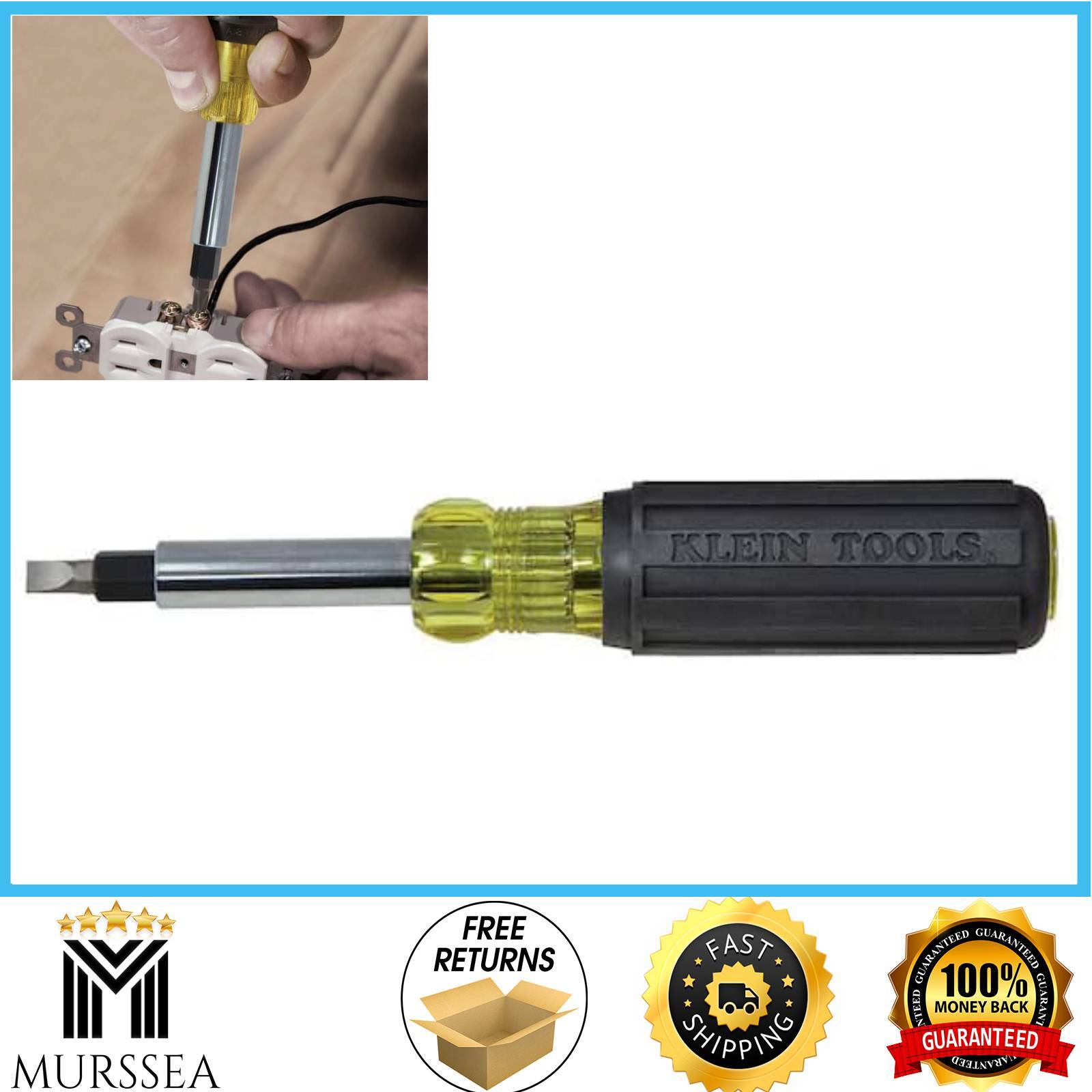 Heavy-duty Multi-bit Screwdriver/nut Driver- Cushion Grip Handle , Klein Tools