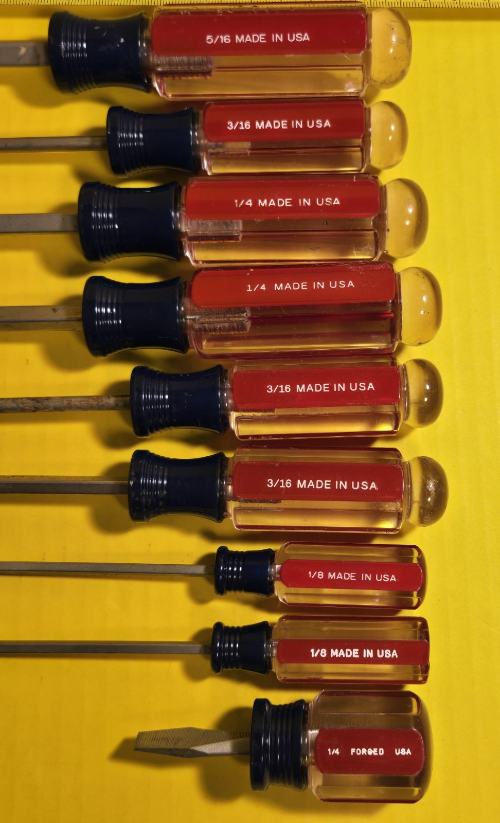 Vintage Craftsman USA WF Slotted Screwdriver Set Red & Clear Lot Of 9