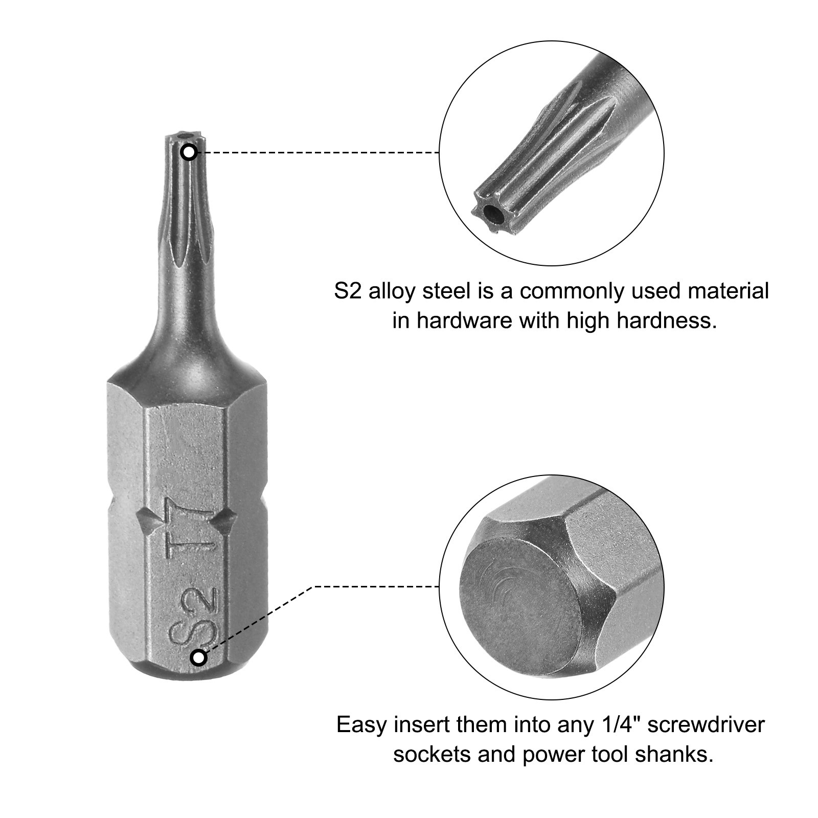 25pcs Torx Bits 1/4″ Magnetic Screwdriver T7 Screw Driver Bit S2 Alloy Steel