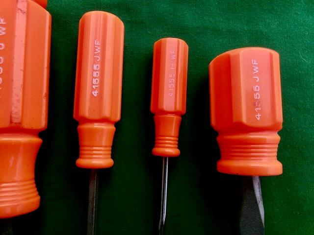 VINTAGE CRAFTSMAN ( LOT OF 7 ) ORANGE NEON HANDLE SLOTTED SCREWDRIVERS
