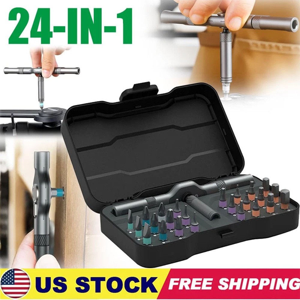 25Pcs 24 in 1 Multifunction Screwdriver Head Set Household Repair Ratchet Wrench