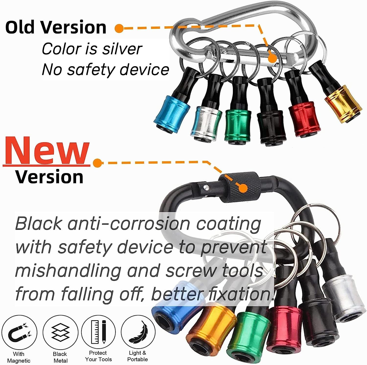12PCS Keychain Screwdriver Drill Bit 1/4″ Hex Shank Quick Release Holder Bit Set