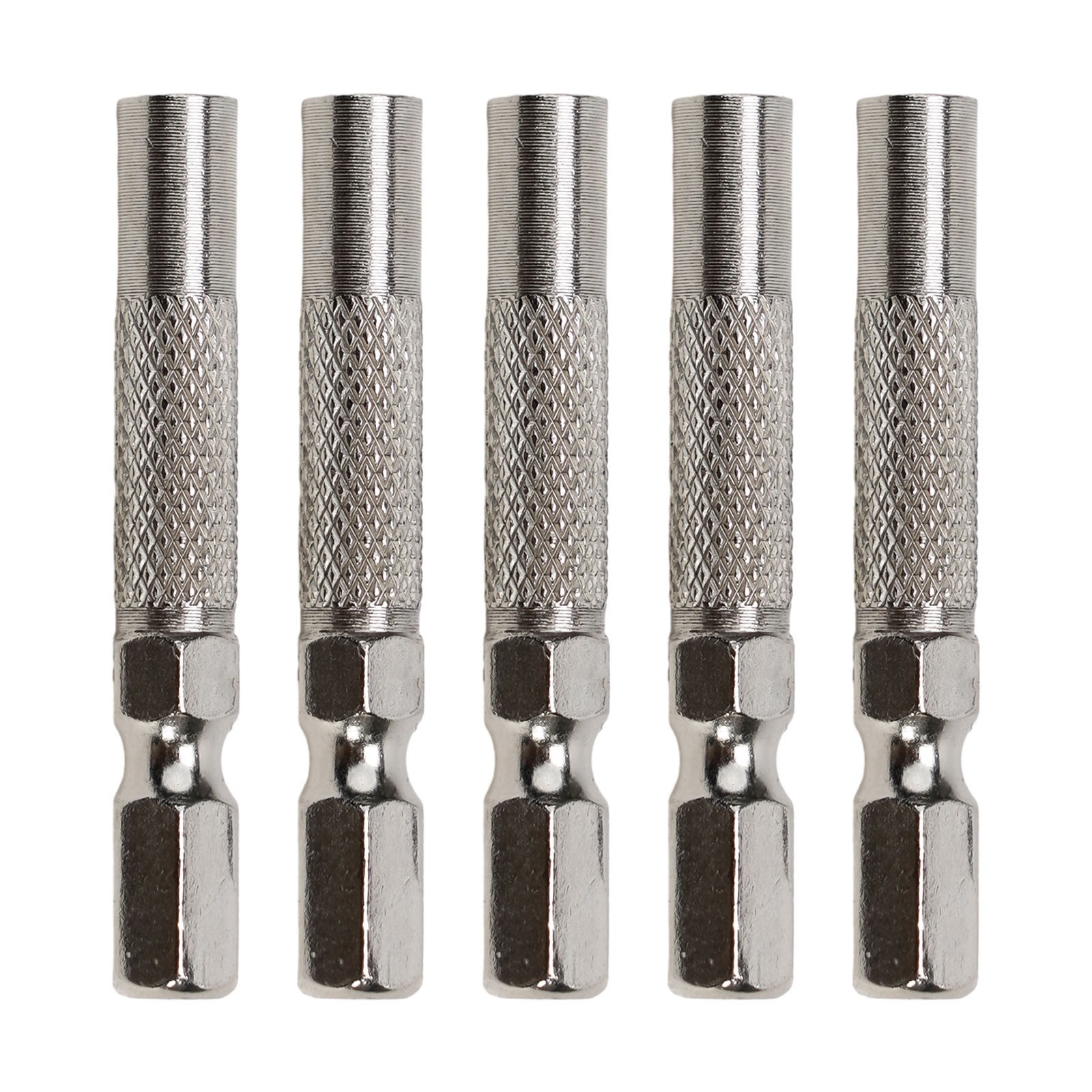 Silver 6.35mm 1/4″ Insert Bit Adapter 5PCS Hex 6.35mm Electric Screwdriver
