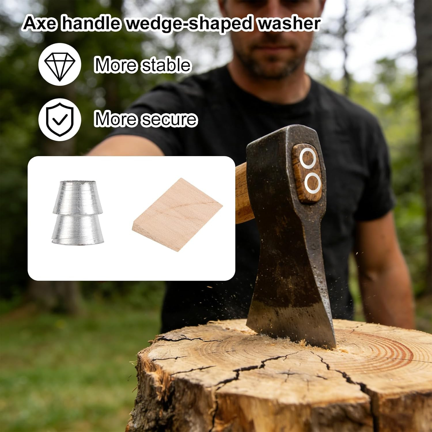 20Pcs Hammer Handle Repair Wedge Kit, 5 Wooden Wedges & 15 Steel Wedges for Axe