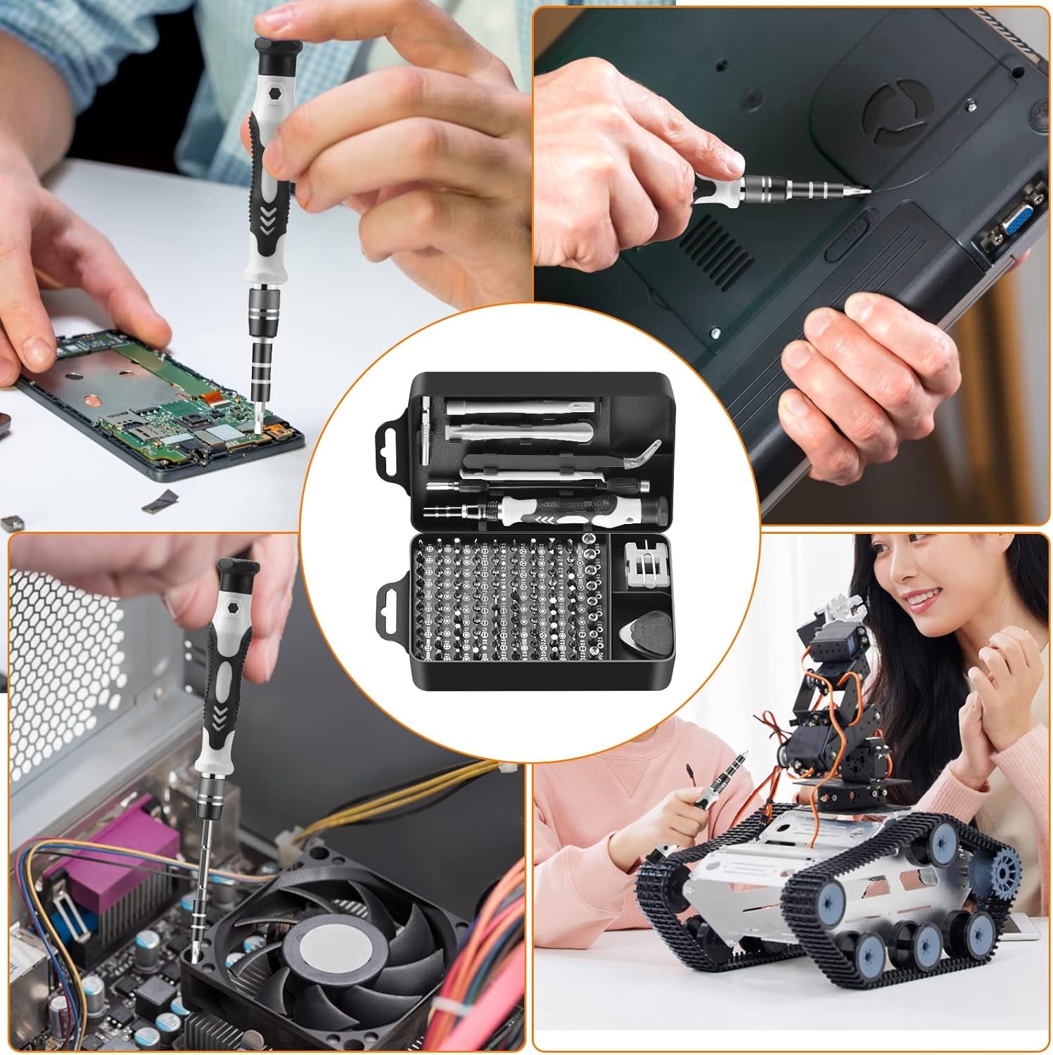 Magnetic Precision 115 in 1 Repair Screwdriver Set PC Phone Electronics Tool Kit