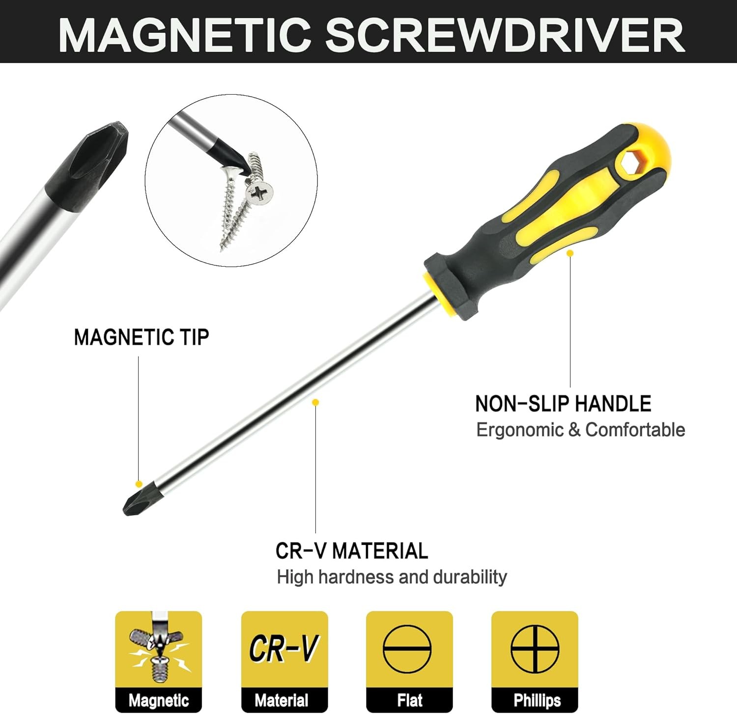 43Pcs Magnetic Screwdriver Set Slotted, Phillips, Hexagonal, Pozidriv, Magnetize