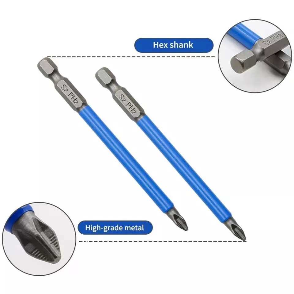 7Pcs PH2 Screwdriver Head Drill Bit Hex Shank Magnetic Non-Slip Electric Tools