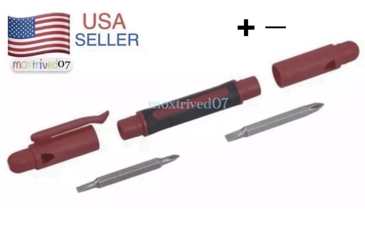 5″ Pen Style 4-in-1 Precision Mini Screwdriver Pocket Clip Phillips & Slotted