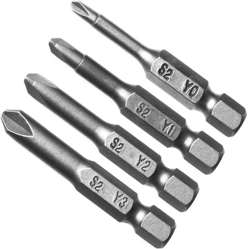 4 Pcs 1/4″ Hex Shank Alloy Steel Tri-wing Y Shape Magnatic Screwdriver Drill…