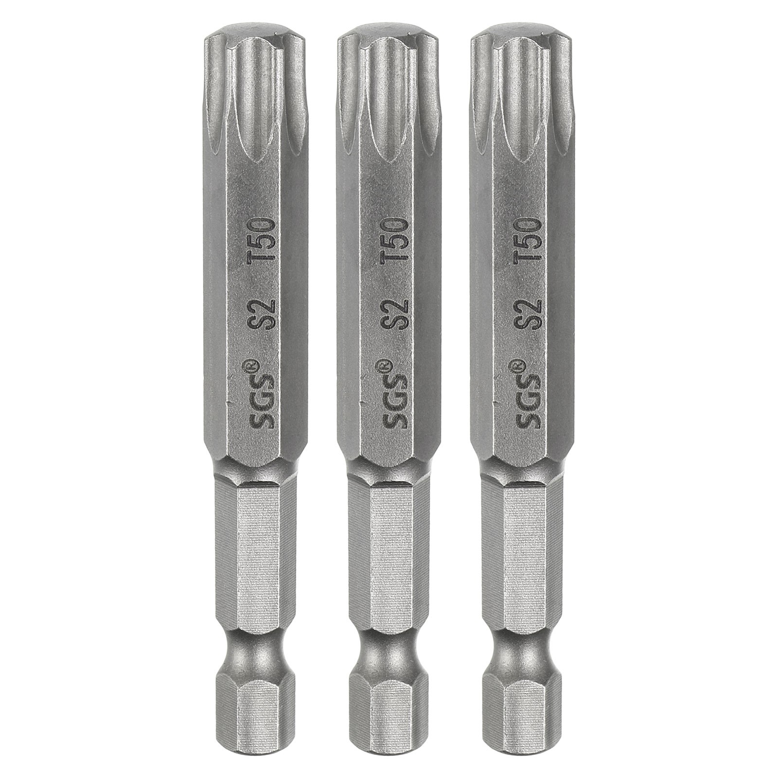 3pcs T50 Torx Head Screwdriver Bit 1/4″ Hex Shank 2.6″ Long Magnetic No Hole Tip