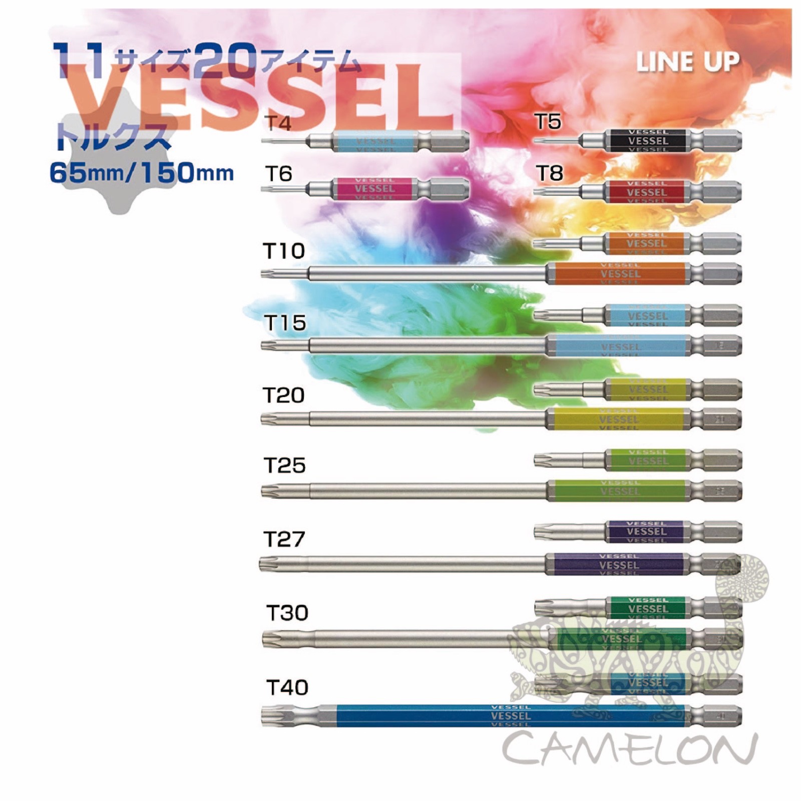 VESSEL GOSAI Color Coded TROX Driver Bit No.GSVT T4 – T40 65mm 1pcs Japan