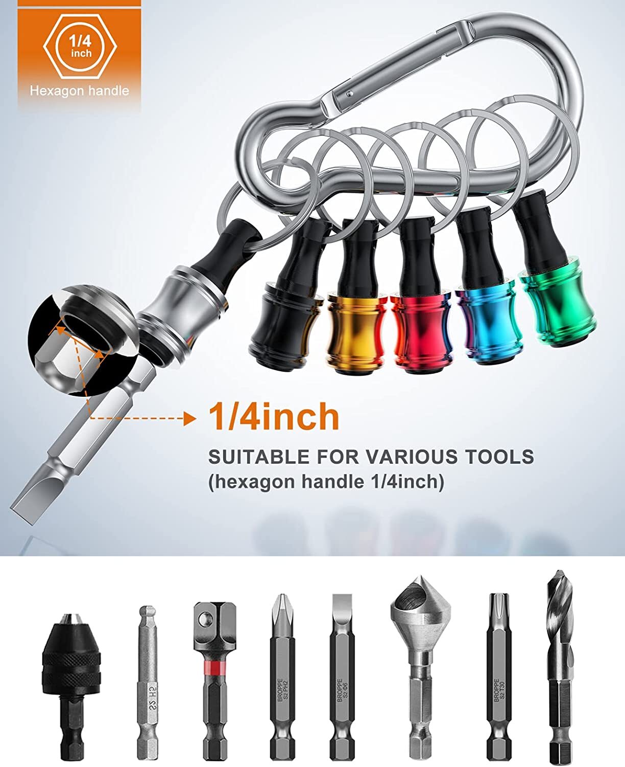 1/4″ Hex Shank Quick Release Keychain Screwdriver Drill Bit Holder Bit Set 70PCS