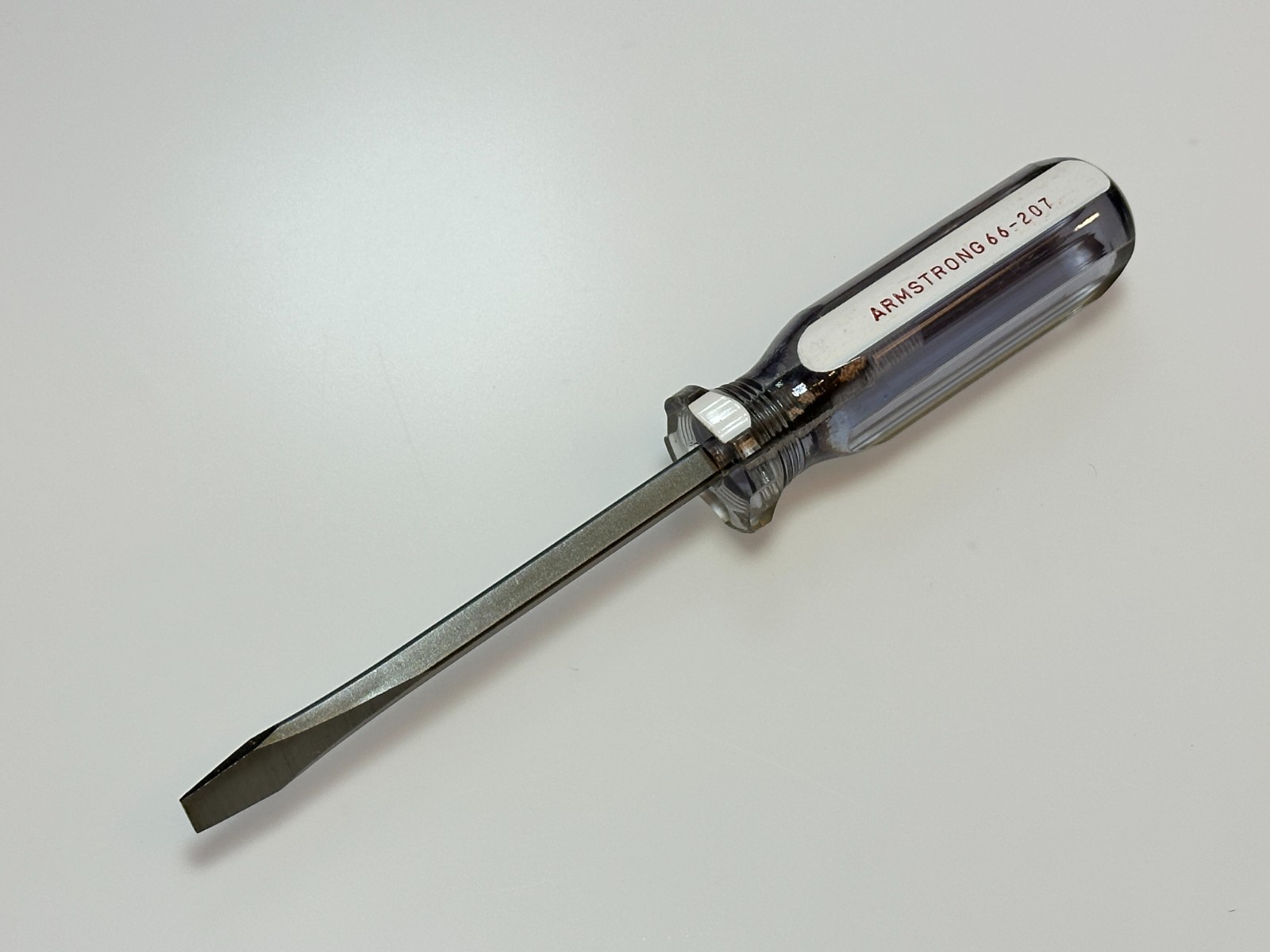 Armstrong Tools USA 66-207 NOS RARE White/Clear Handle Flat Slotted Screwdriver