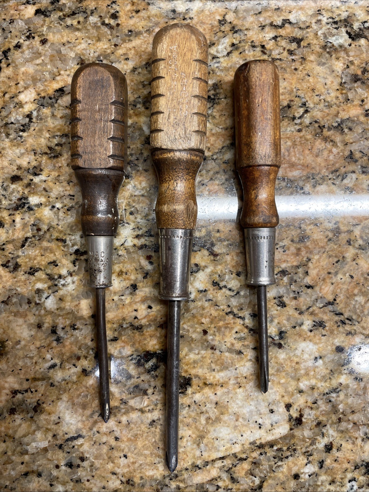 Wood Handle Screwdrivers Vintage Lot Of 3