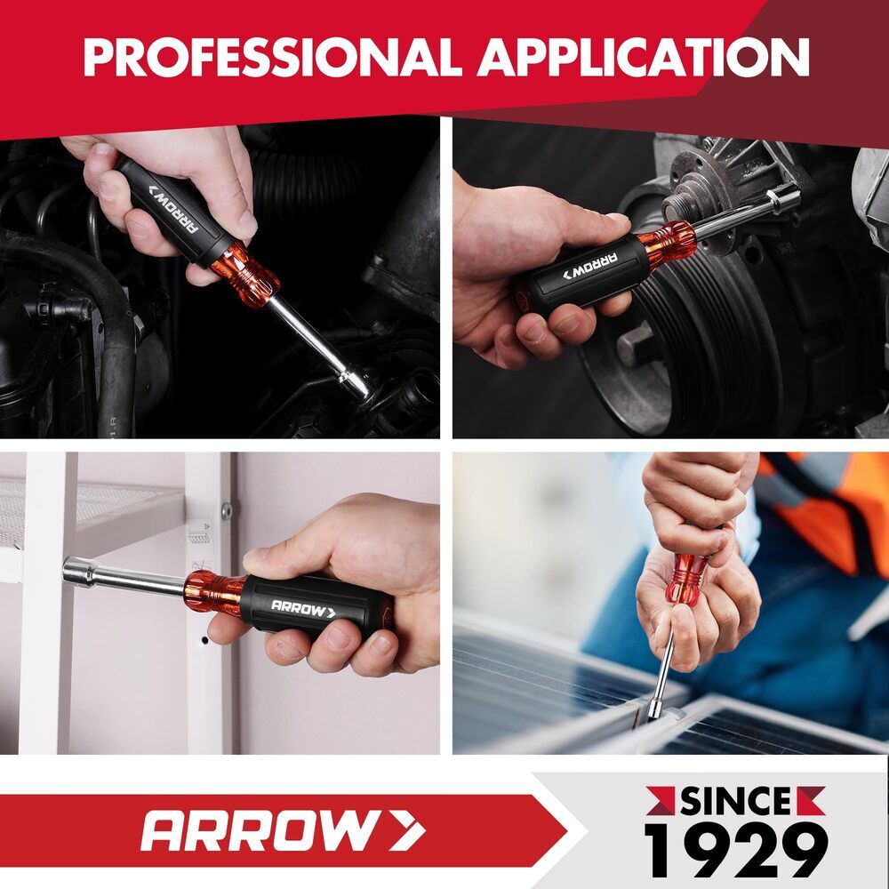 ARROW 7 PCS SAE Nut Drivers Set with Non-Slip Grip Cr-V Steel for Tightening New
