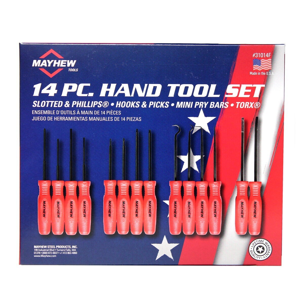 Mayhew 14pc Screwdriver Hook and Pick Set Micro Torx Phillips Slotted USA 31014F