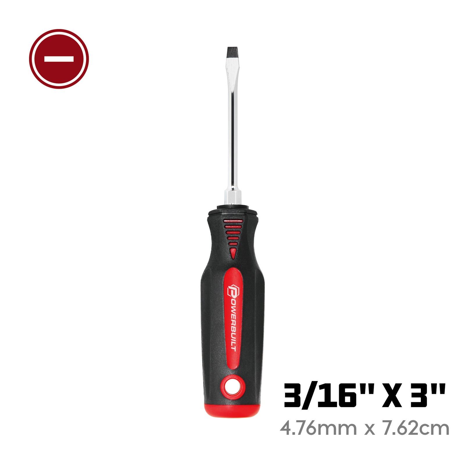 Powerbuilt 3/16 Inch Slotted Screwdriver with Double Injection Handle – 646168