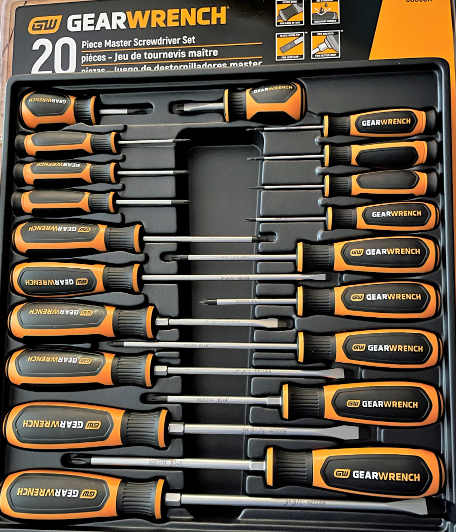 GearWrench 80066H – 20 Piece Phillips/Slotted/Torx Dual Material Screwdriver Set