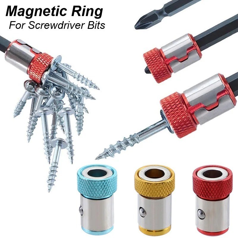 6 x Screwdriver Head Magnetic Ring Pivoting Bit Tip Screw Holder Magnetizer