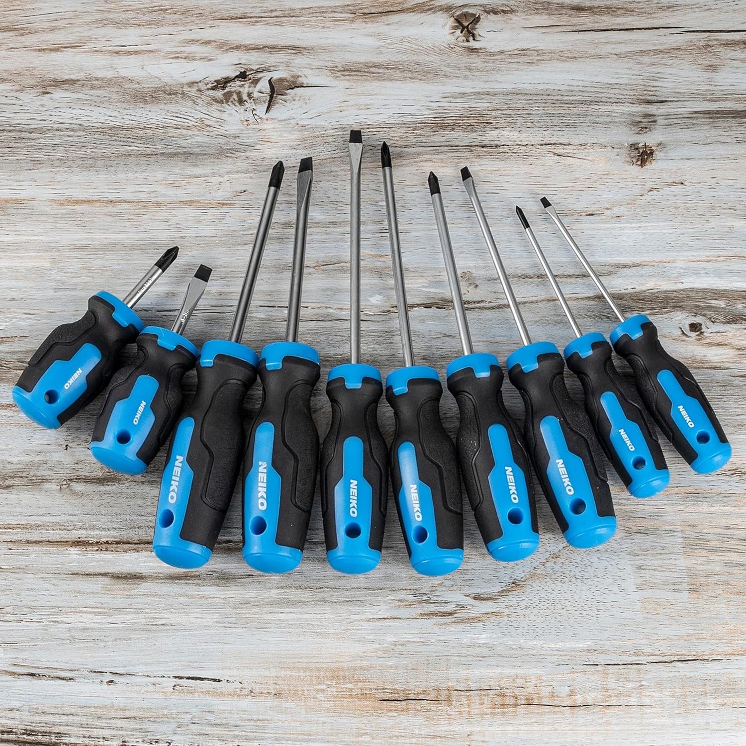 NEIKO 01378A Magnetic Screwdriver Set | 10 Piece | Pack of 1, Blue and Black