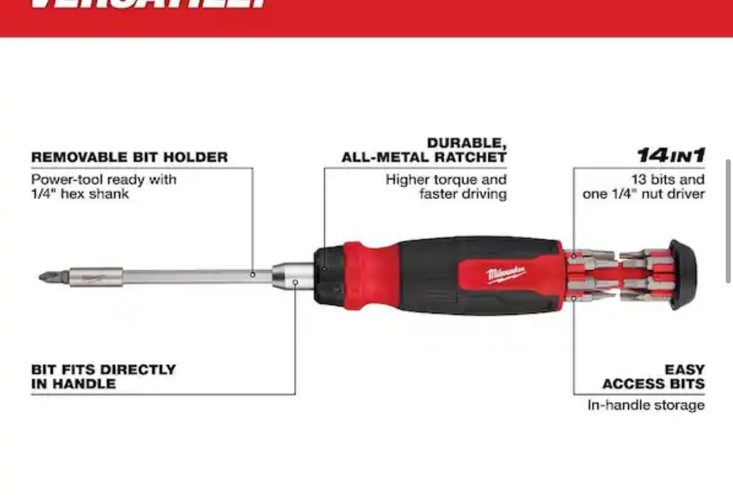 Milwaukee 14-in-1 Ratcheting and 8-in-1 Compact Multi-Bit Screwdriver 48-22-2906