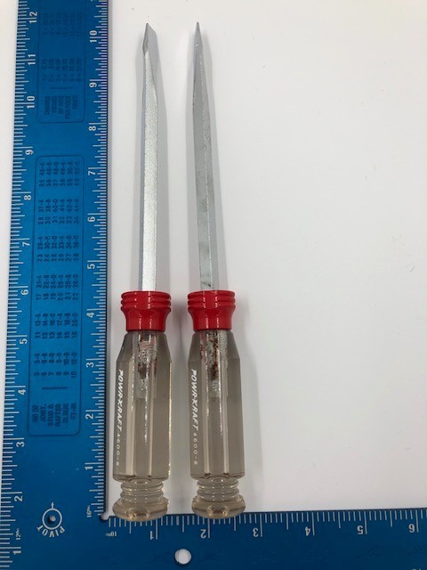 Lot of 2 POWR-KRAFT Screwdrivers Flat Head 4600-6 New Old Stock