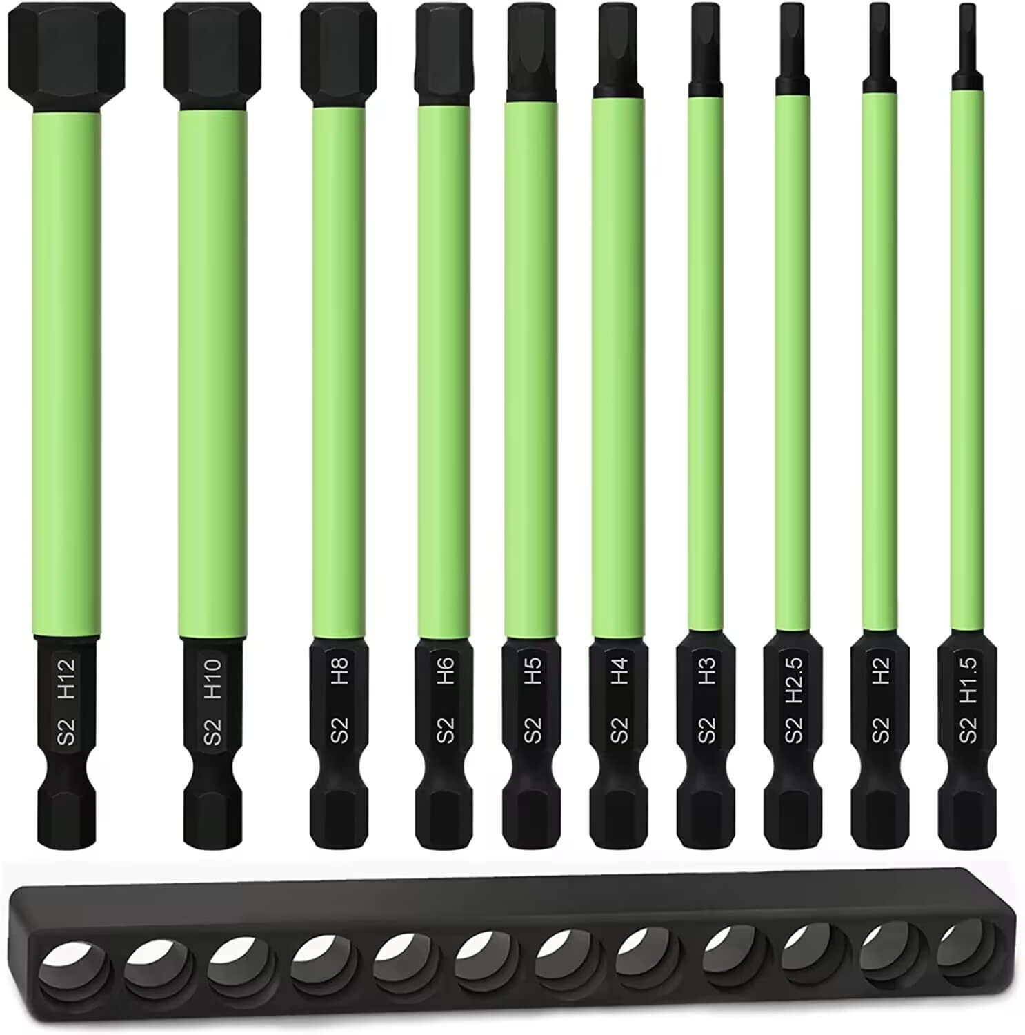 4″ Long 10Pcs 1/4″ Hex Head Allen Wrench Drill Bits, 1.5MM to 12MM Metric Hex…