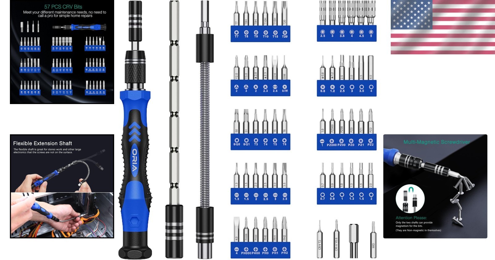Blue Precision Screwdriver Set – 60 in 1, Alloy Steel, Ergonomic, Portable