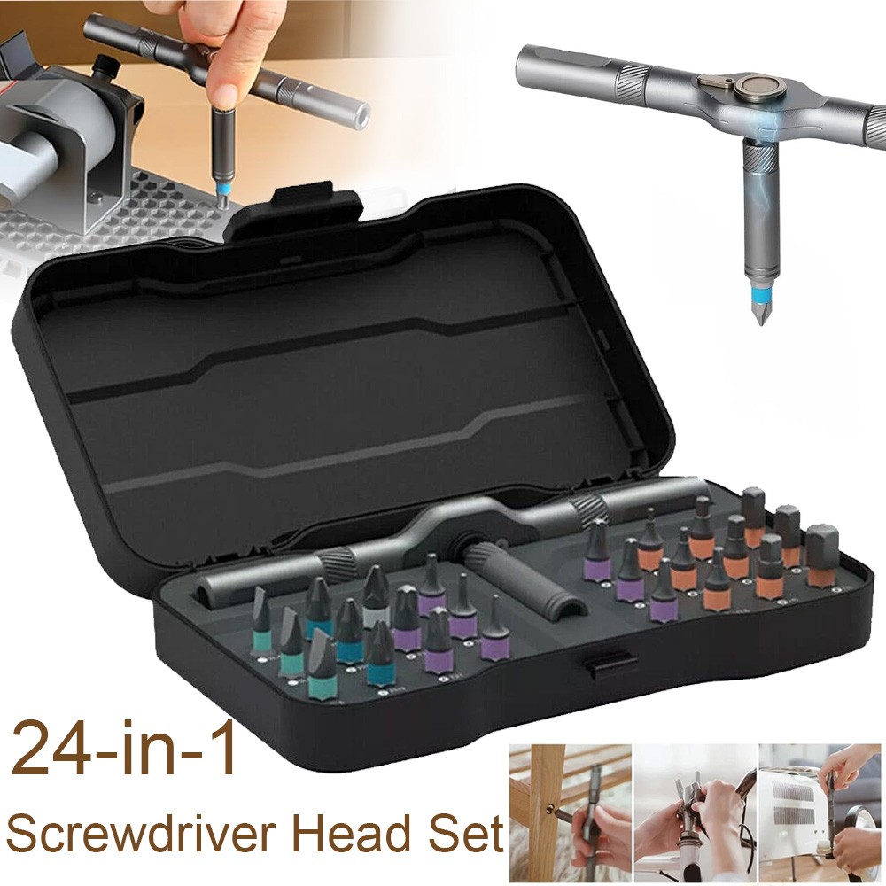 25PCS 24 in 1 Magnetic Screwdriver Head Set PC Phone Electronics Repair Tool Kit