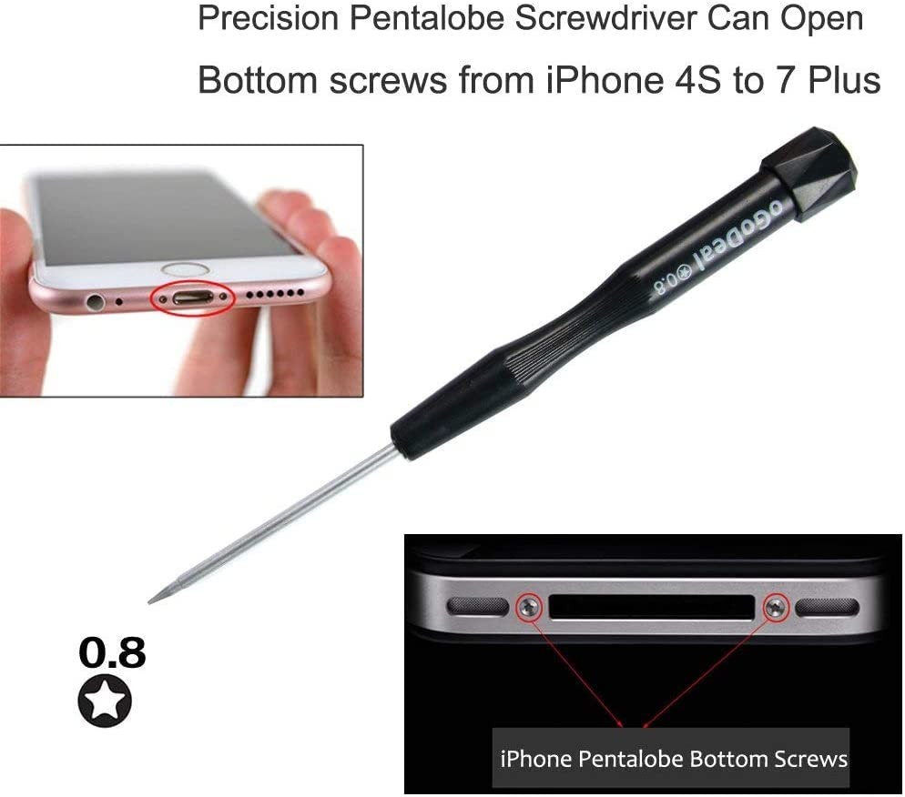 oGoDeal P2 P5 P6 Pentalobe Screwdriver, 5 Pointed Star, 0.8mm, 1.2mm and 1.5m…