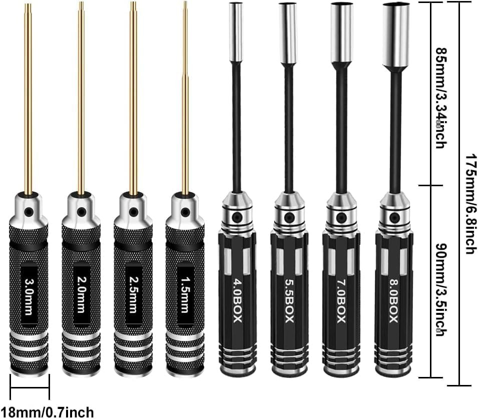 RC Hex Driver Set Tools Kit – 8Pcs Titanium Allen Screwdriver 1.5Mm-8.0Mm for Ca